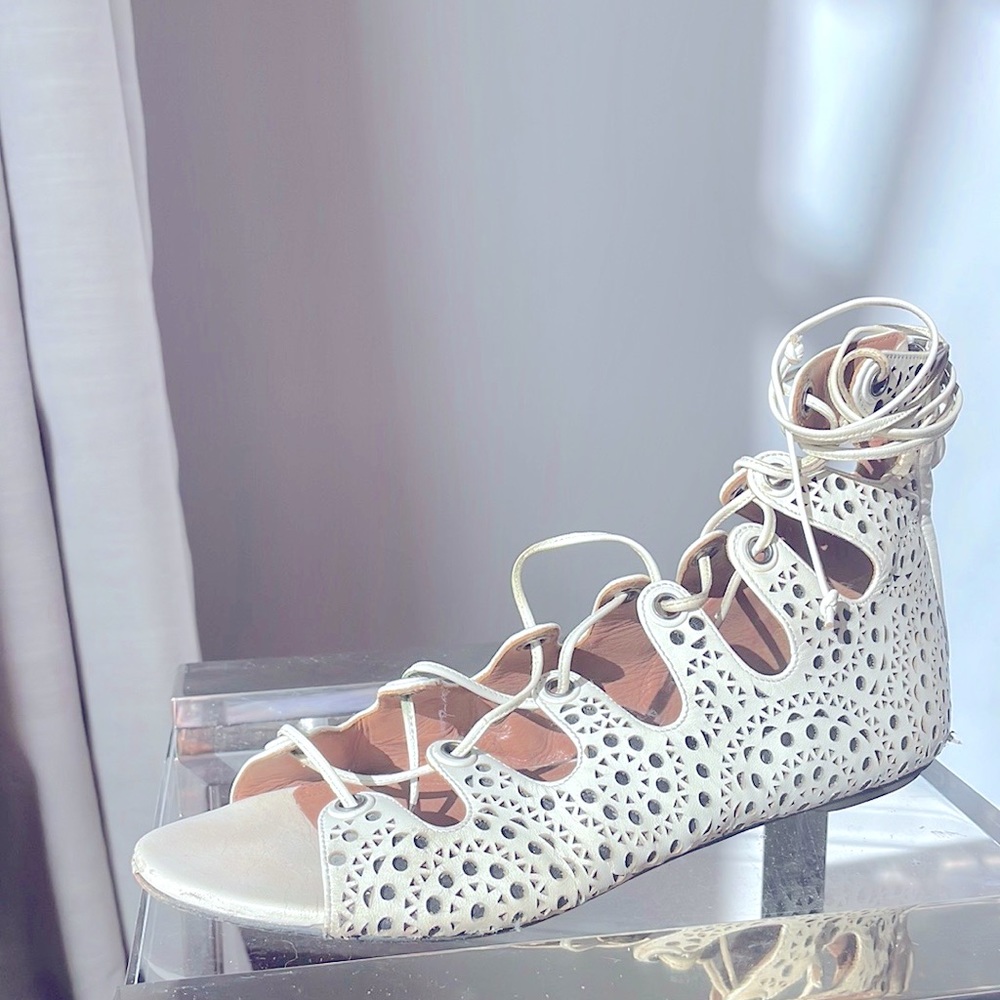 Alaïa White classic Lace-up Leather sandals